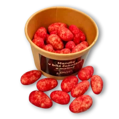 Mandle v bílé čokoládě a malině, 100g