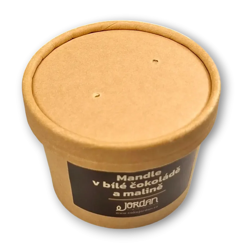 Mandle v bílé čokoládě a malině, 100g